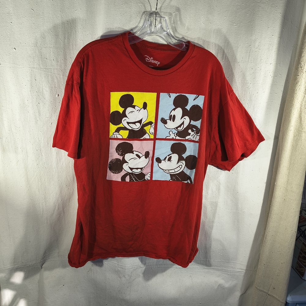 Disney Graphic Unisex Size XL Red S Sl Tee with Andy Warhol Style Mickey Mouse